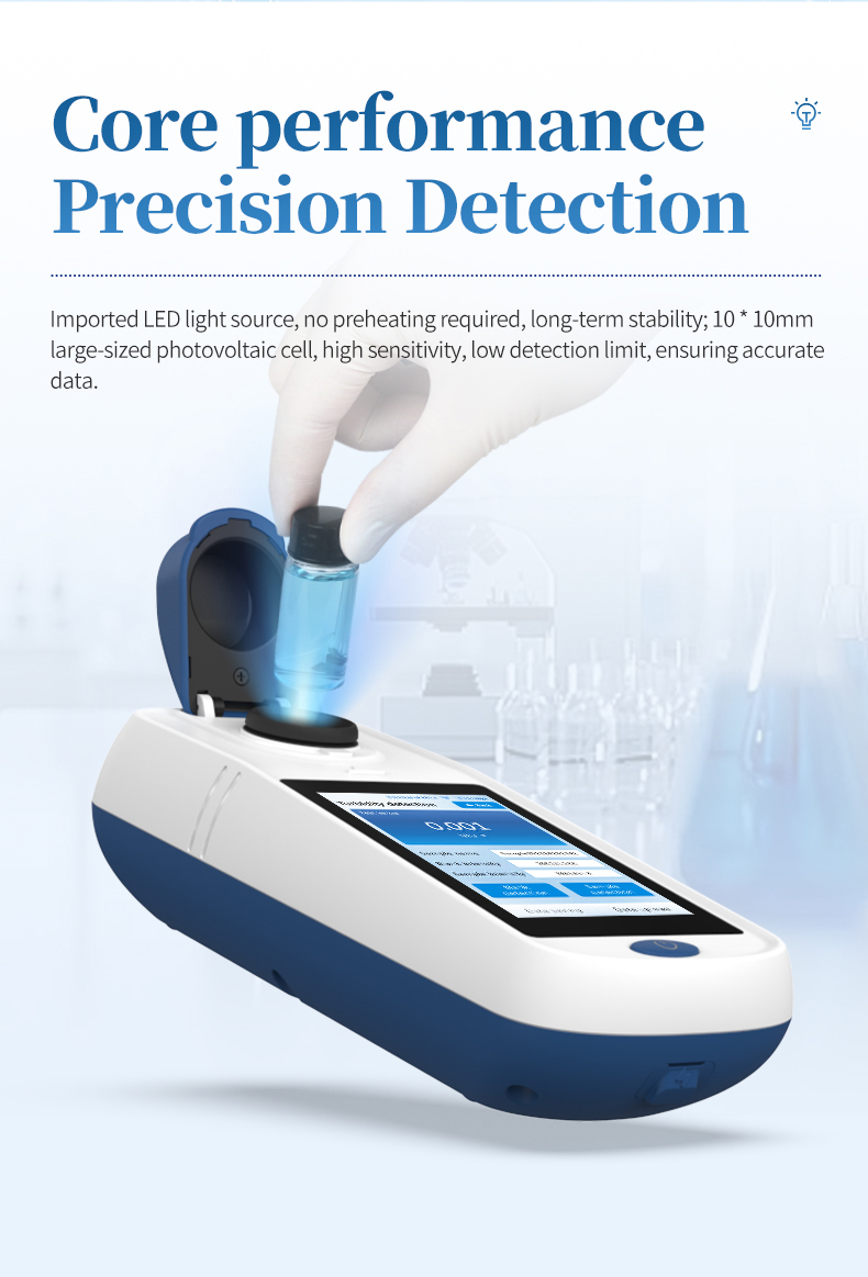 Precision optical detection system with 860nm LED for low-level turbidity measurement in drinking water compliance