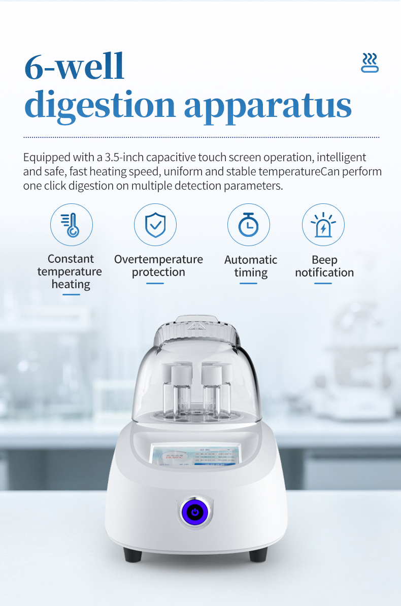 HM-TCMn six-well digestion apparatus for simultaneous sample preparation in water analysis