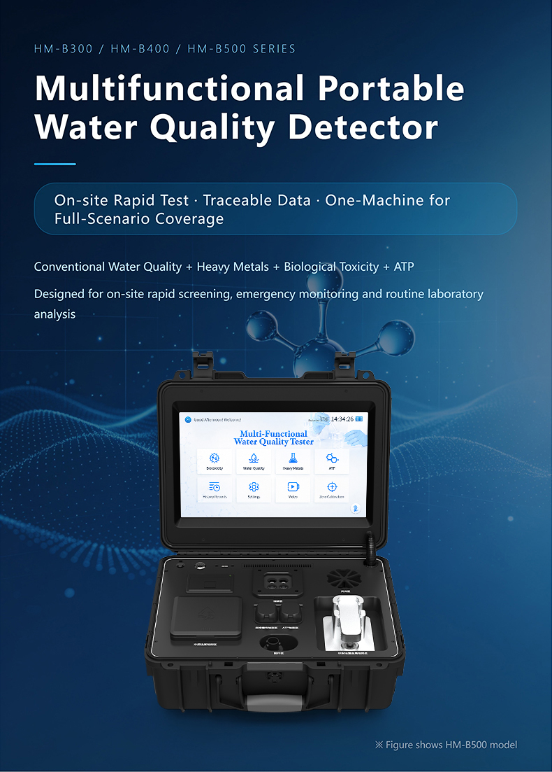 HM-B500 comprehensive four-module water quality analyzer at field deployment site for full-spectrum analysis