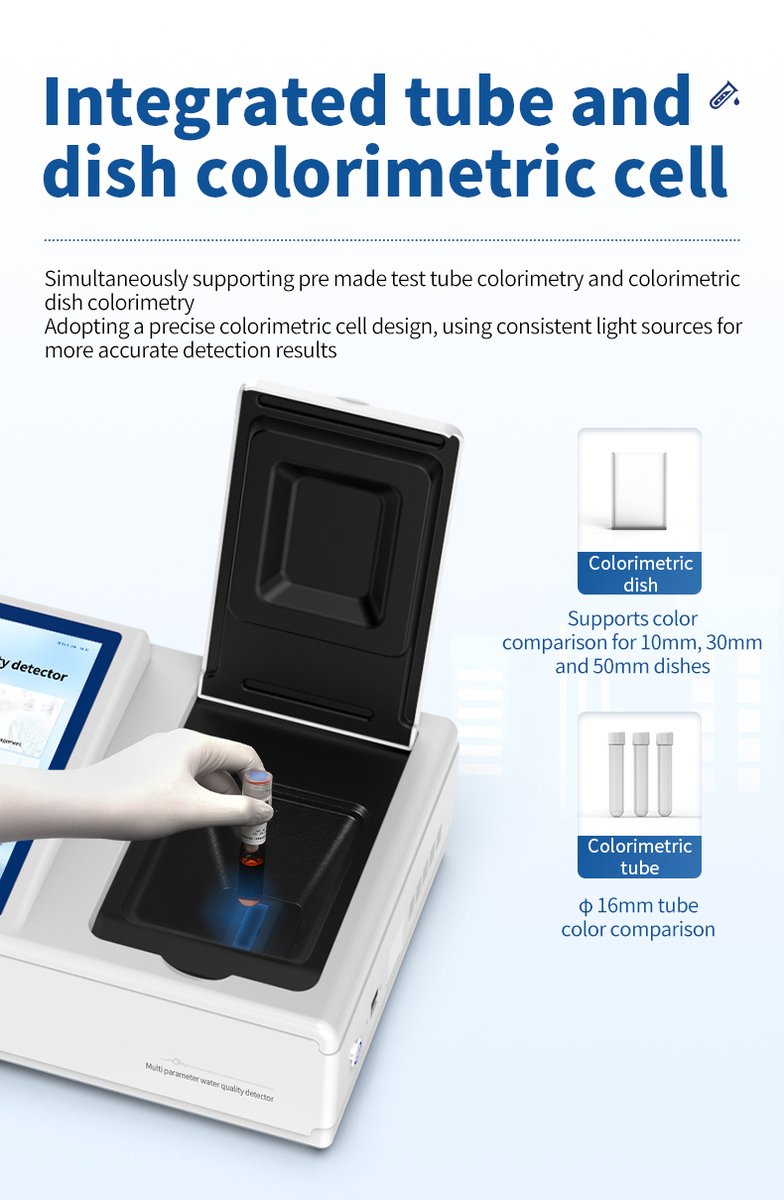 Colorimetric cell performing diphenylcarbazide spectrophotometric detection of hexavalent chromium in effluent