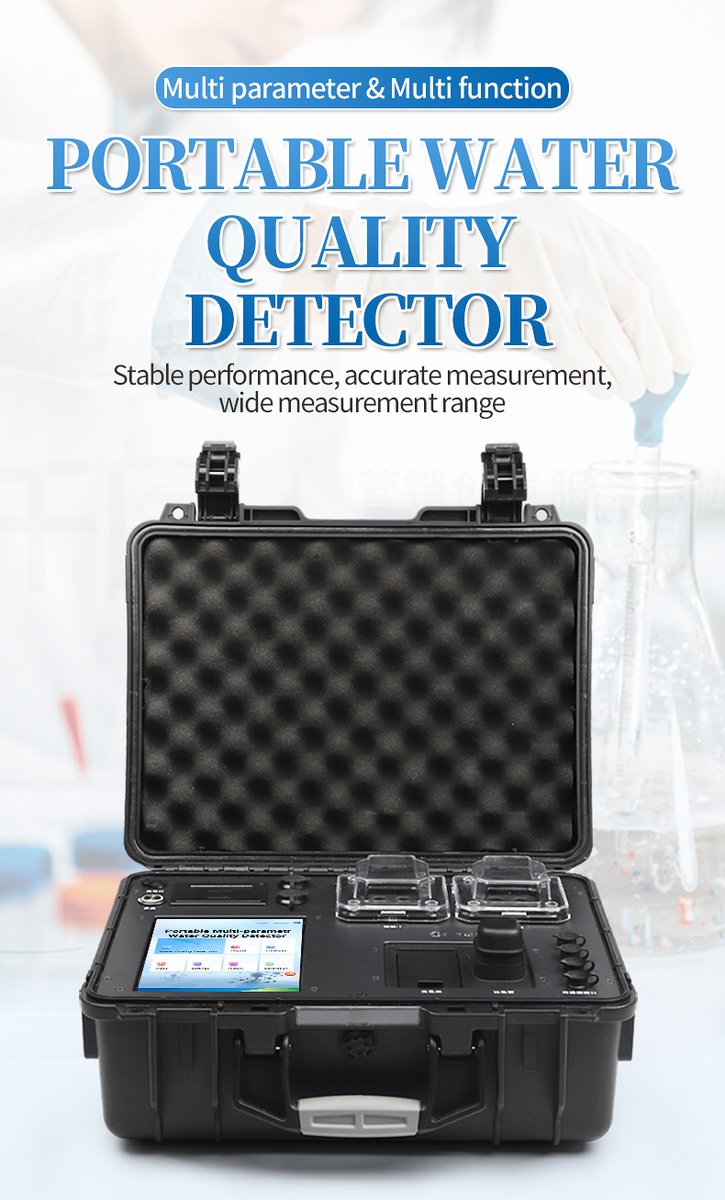 HM-B100M field water quality analyzer deployed at outdoor testing station with carrying case