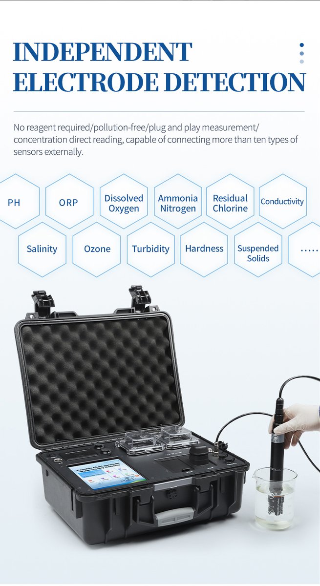 Multi-probe sensor cluster measuring dissolved oxygen pH and conductivity in nutrient-rich water sample