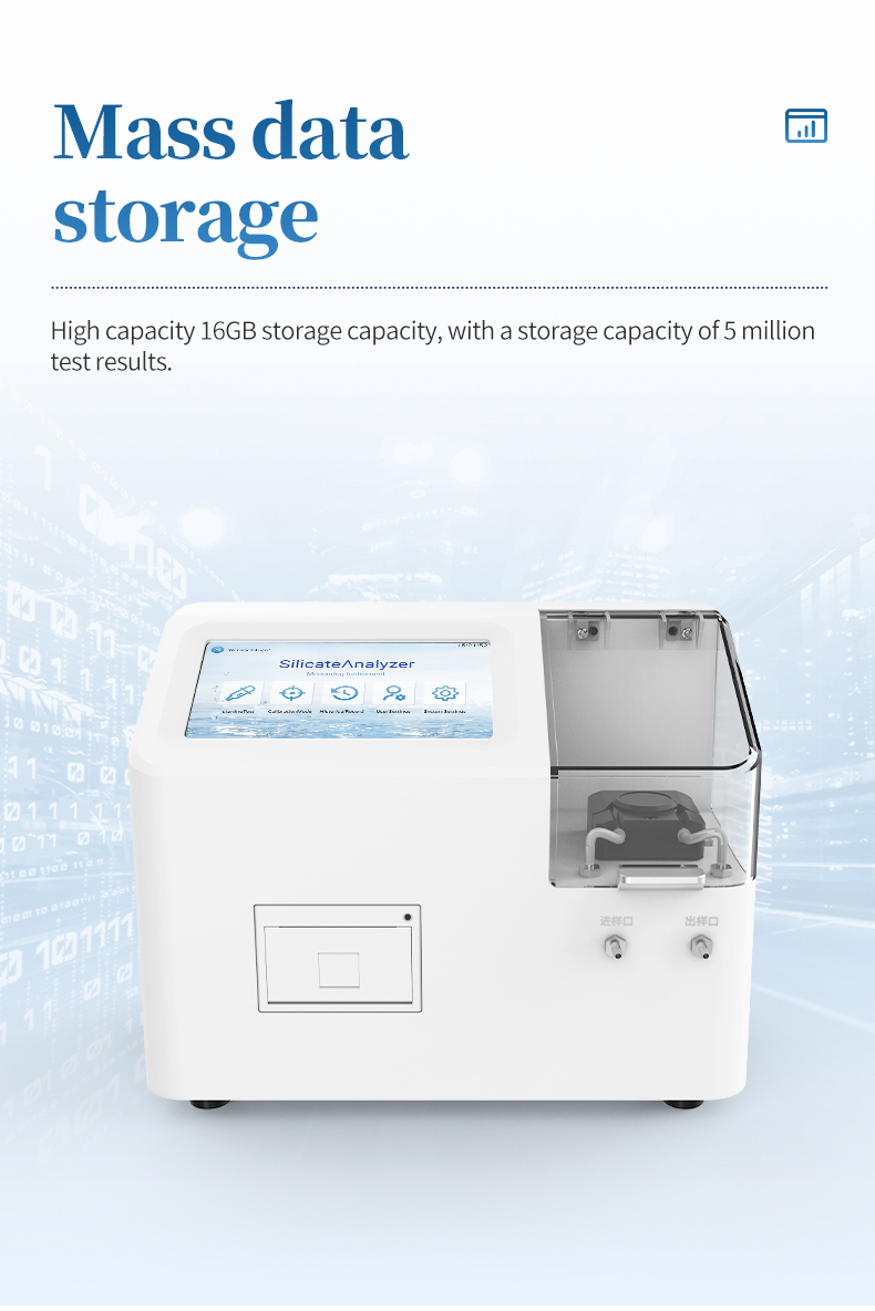 Analyzer data storage capacity and front-view instrument design