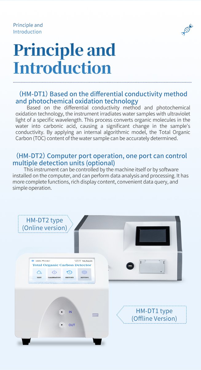 Differential conductivity method and photochemical oxidation principle for HM-DT1 and computer port cluster control for HM-DT2