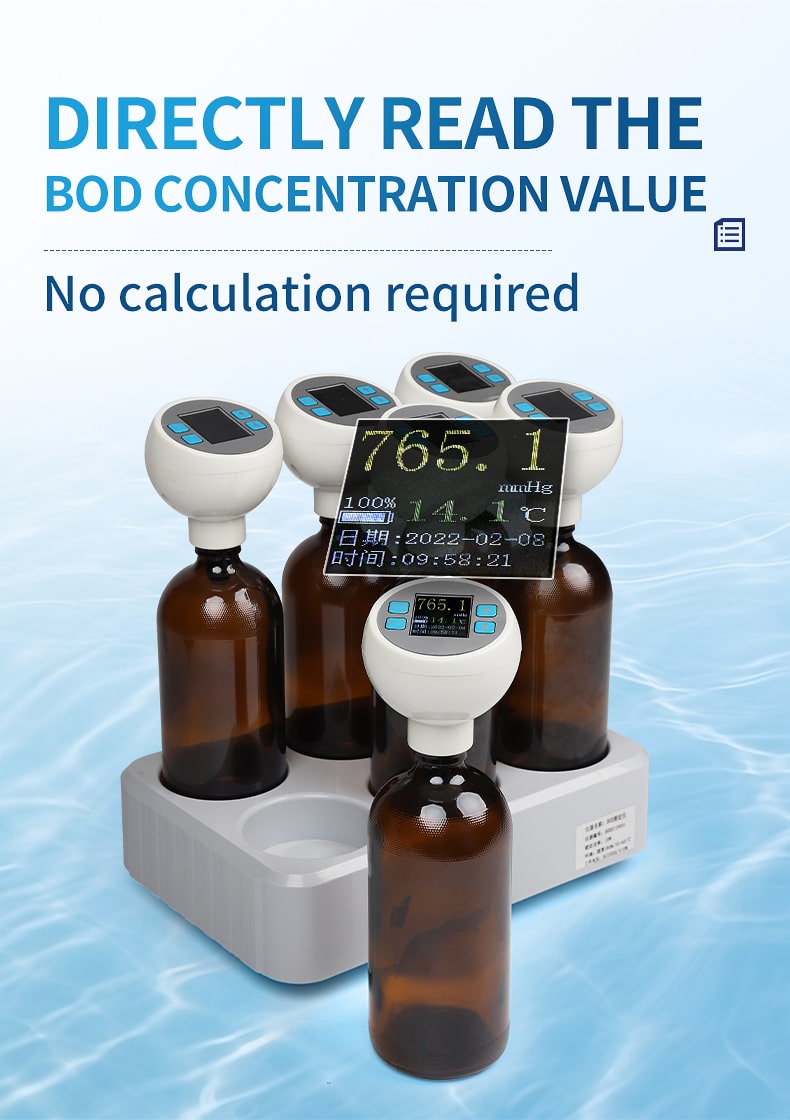 BOD concentration displayed directly on the measurement terminal